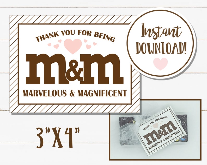 M M Thank You Treat Tags Etsy
