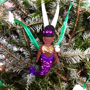 Cute Sparkly Ocean Mermaid Felt Handmade Christmas Ornament image 2