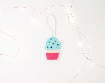 Christmas Decorated Cupcake Felt Handmade Ornament