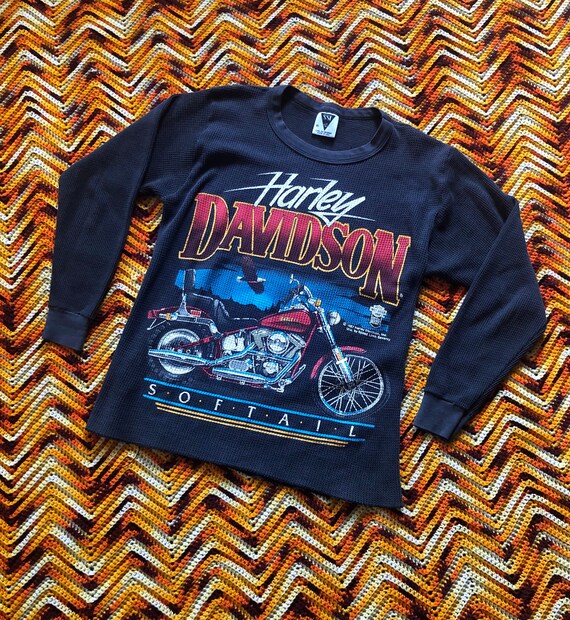 1987 Vintage Harley Davidson Softail Thermal T Shi
