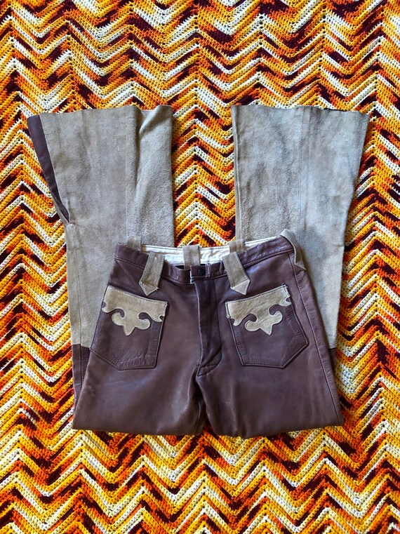 1960's Vintage 2 Toned Leather Glam Rock Pants
