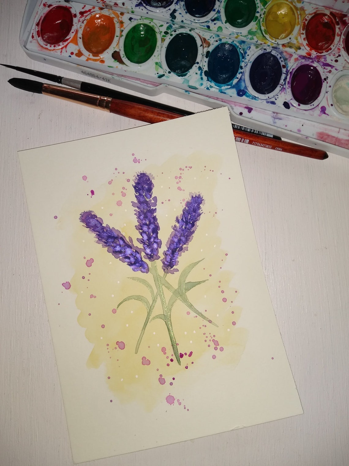 Lavanda metálica acuarela floral flores garabato arte de | Etsy
