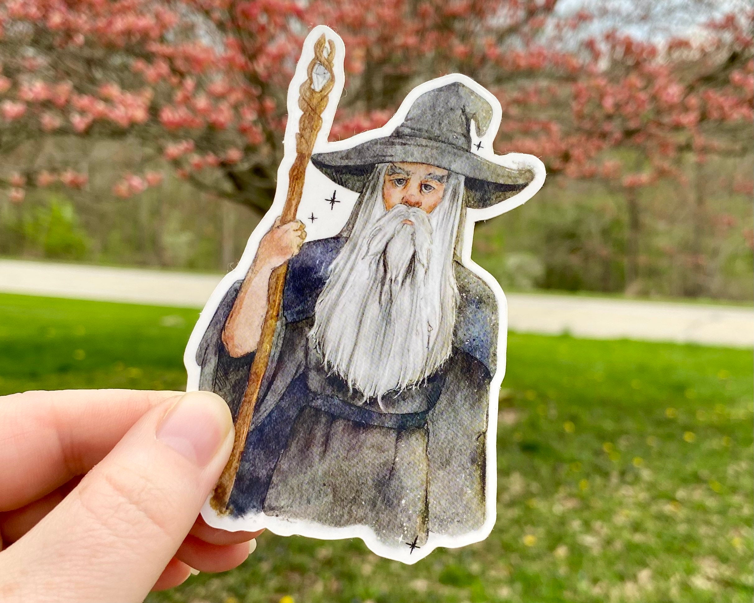 Gandalf, Sticker, Lord of the Rings, Middle Earth, Wizard, Watercolor,  Vinyl Laptop Sticker, Tumbler, Journal 