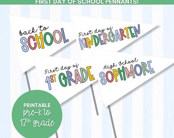 Accesorios para fotos de regreso a clases: Banderines imprimibles (Descarga digital)
