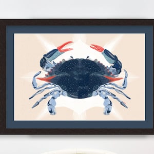 Blue Crab, 2020, Framed Print by Kayla Cooper (BrightPopShop) Two Frame Styles Available