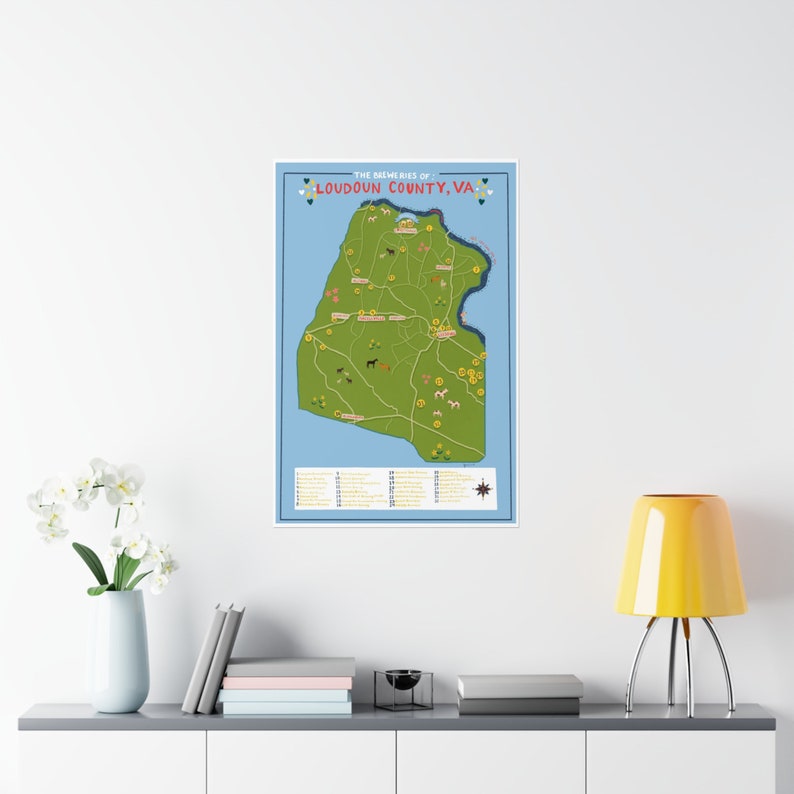 Loudoun County, Virginia Breweries Map, Pushpin Option Available, Print ...