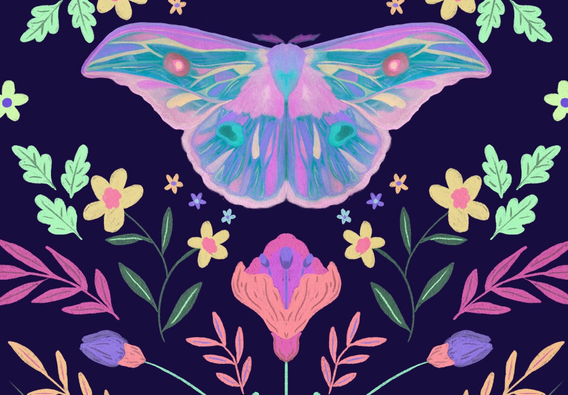 Pastels and Polyphemus Moths Print by Kayla Cooper Etsy