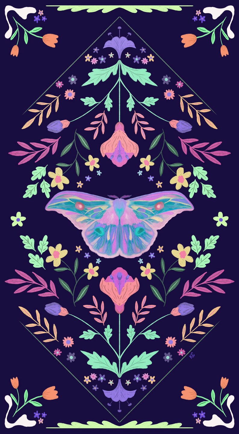 Pastels and Polyphemus Moths Print by Kayla Cooper Etsy