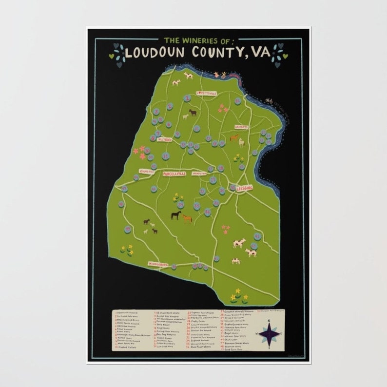 Loudoun County, Virginia Wineries Map, Pushpin Map and Print Options by ...
