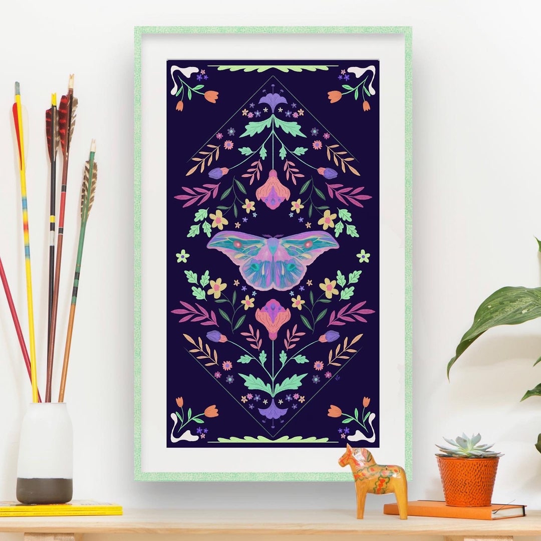 Pastels and Polyphemus Moths Print by Kayla Cooper Etsy