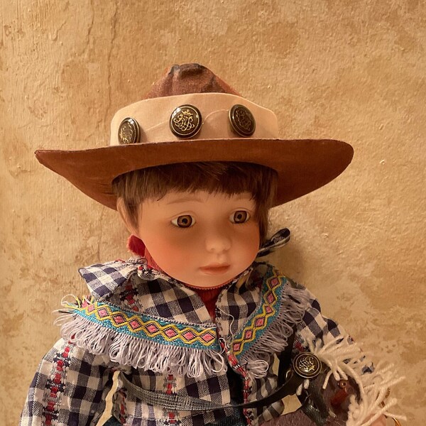 Heirloom Dolls Duck house Porcelain Cowboy