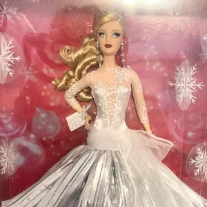 barbie christmas carol white dress Barbie Christmas Carol White Dress Barbie Holiday Doll, New Mattel Holiday Barbie Doll NRFB