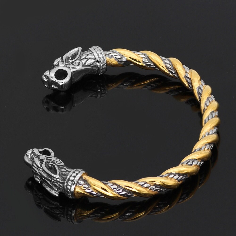 Viking Cuff Bracelet Bangle Love Knot Stainless Steel Norse Ancient Style Odin