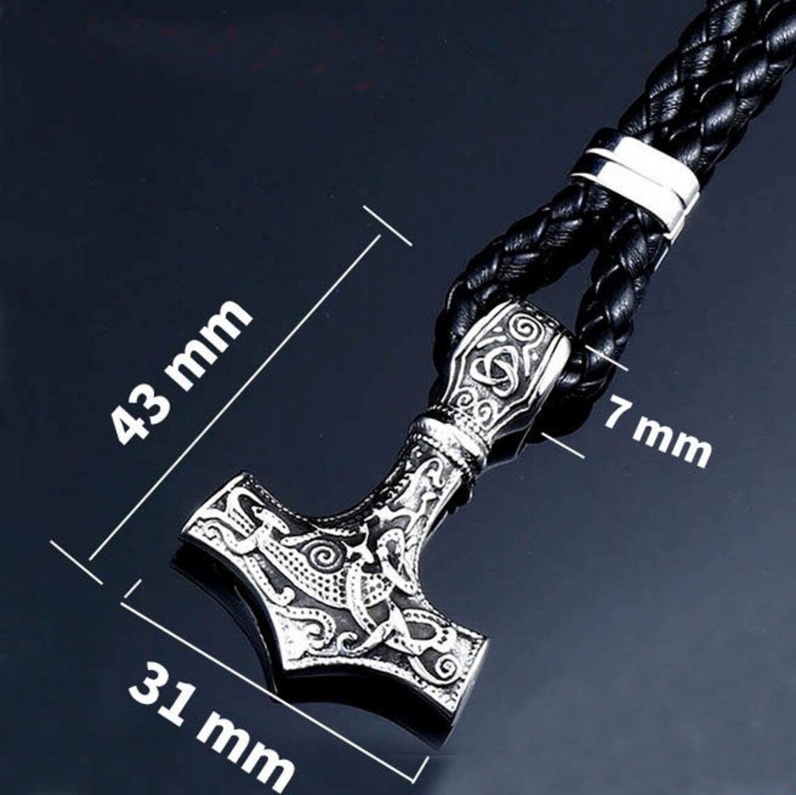 Mens Thor's Hammer Bracelet Leather Stainless Steel Viking Etsy UK