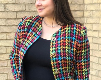 colorful tweed jacket