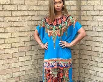 70s Kaftan MuMu Cover Up Beach Loungewear Retro Kitsch