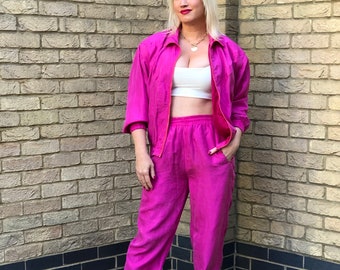 pink silk tracksuit