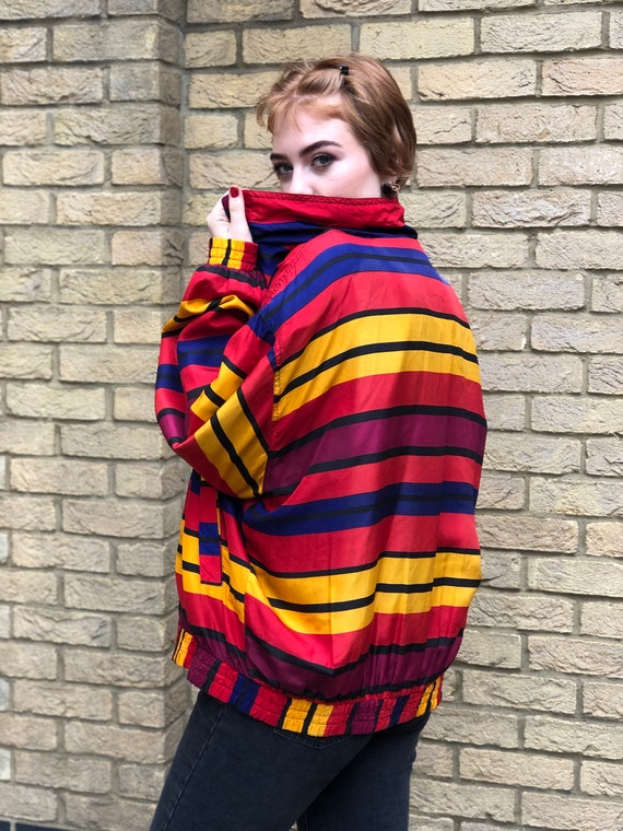 Sunset Stripes- 80s' unisex oversized silk striped