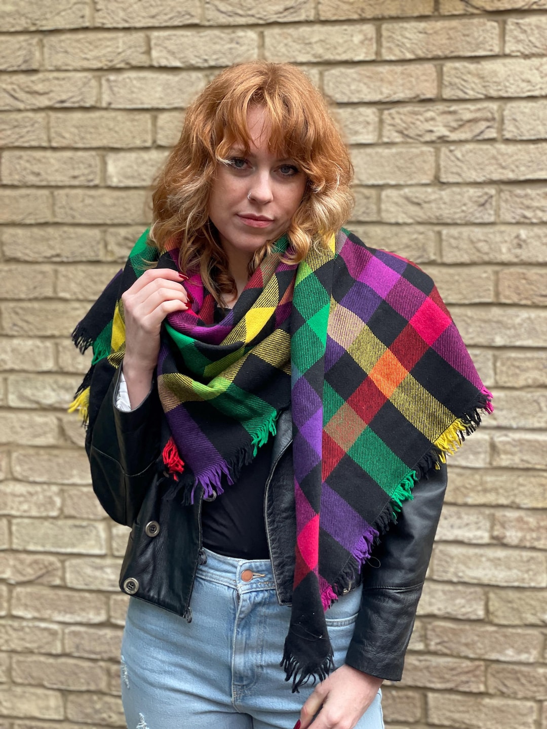 Sciarpa In Lana SHETLAND, Sciarpa In Lana Made In Scotland, Sciarpa Tartan Scozzese, Sciarpa Silenziatore Verde Rosso, Sciarpa A Quadri, Sciarpa Con Frangia Lunga E Calda - Italia - Foto 9