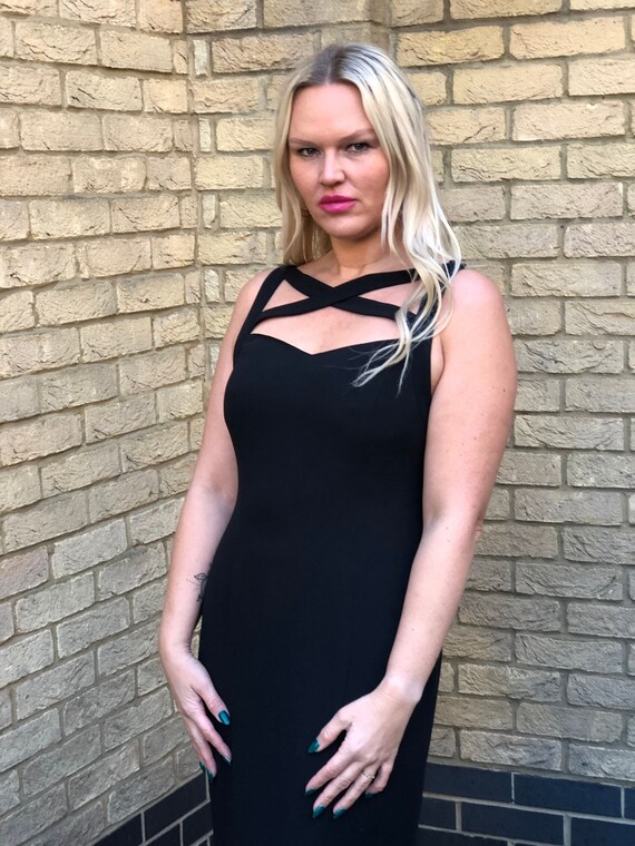 80s 90s Vintage Black Strappy Formal Prom Long Gown Party Cocktail Sexy  Retro Glam Dress Frank Suher - Etsy