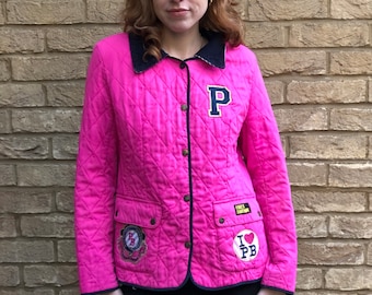 90s Y2K Vintage Pink Varsity Quilted Barbour Corduroy Funky Jacket Paul's Boutique