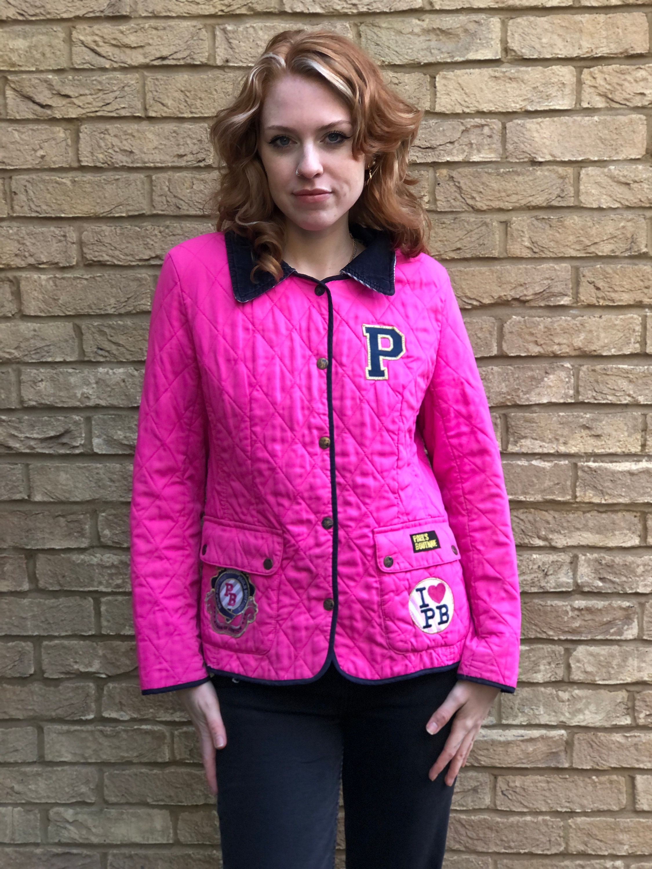 90s Y2K Vintage Pink Varsity Quilted Barbour Corduroy Funky 90s Y2K Vintage Pink Varsity Quilted Barbour Corduroy Funky