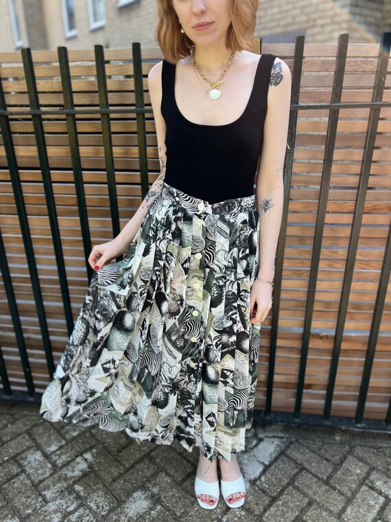 90s Print Midi Maxi Pleated Skirt Betty Barclay Vintage Retro Etsy