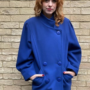 80s Jacket Giorgio Armani Coat Long Winter Fall Coat Blue