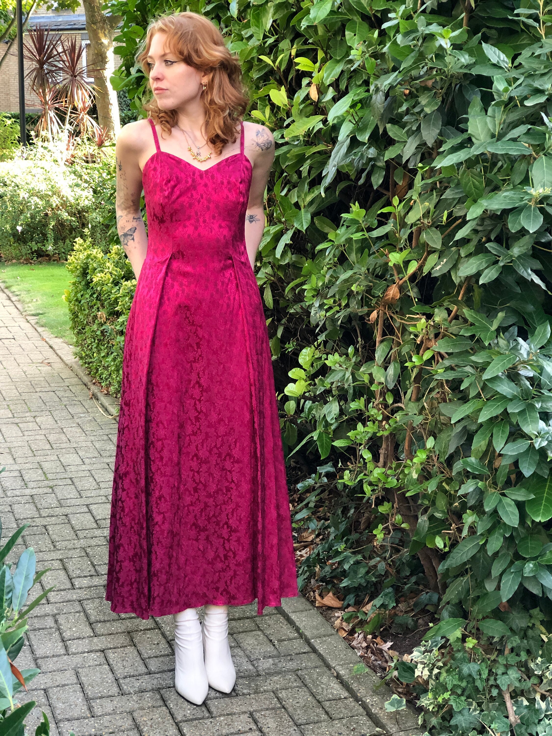 Brocade Fit and Flare Maxi Dresses 