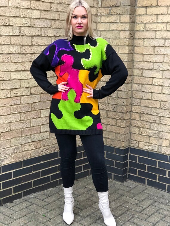 80s Colourful Rainbow Abstract Sequin 