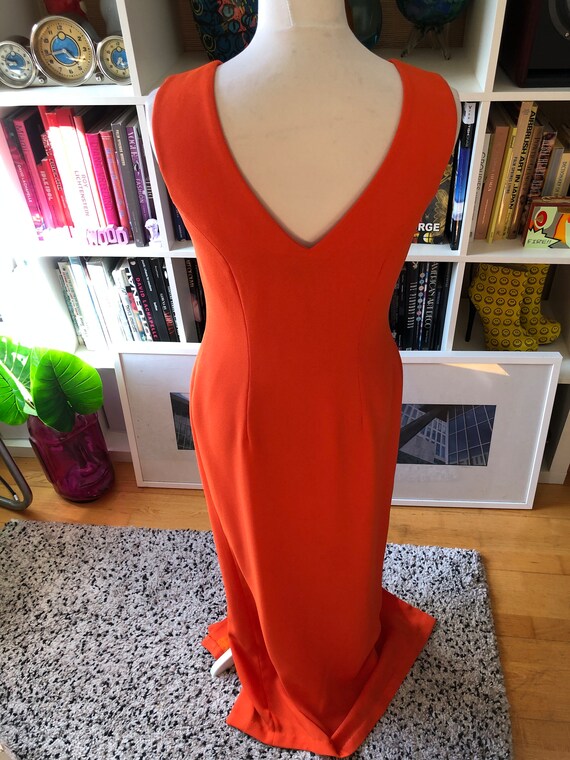 Vintage Orange V Neck Satin Sequin Beaded Sheath Cocktail Dress Formal Short Homecoming Dress