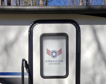 RV/Camper Door Cover -  100% Blackout/Privacy - American Veteran 1