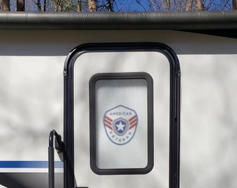 RV/Camper Door Cover -  100% Blackout/Privacy - American Veteran 3