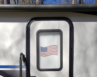RV/Camper Door Cover -  100% Blackout/Privacy - American Flag Wavy