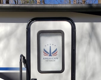 RV/Camper Door Cover -  100% Blackout/Privacy - American Veteran 4