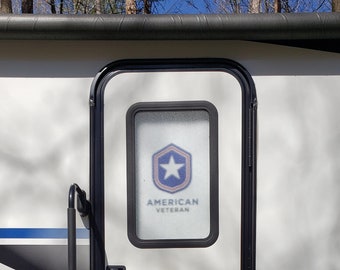 RV/Camper Door Cover -  100% Blackout/Privacy - American Veteran 2