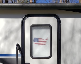 RV/Camper Door Cover -  100% Blackout/Privacy - USA Flag Outline