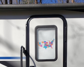 RV/Camper Door Cover -  100% Blackout/Privacy - USA Color Map