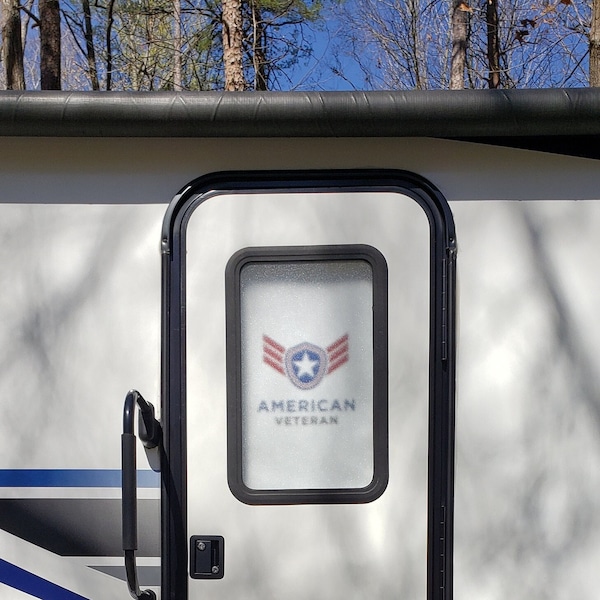 RV/Camper Door Cover -  100% Blackout/Privacy - American Veteran 1