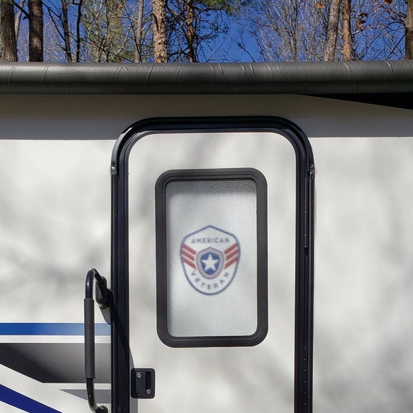 RV/Camper Door Cover -  100% Blackout/Privacy - American Veteran 3