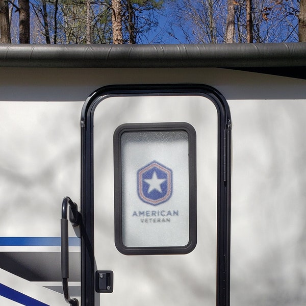 RV/Camper Door Cover -  100% Blackout/Privacy - American Veteran 2