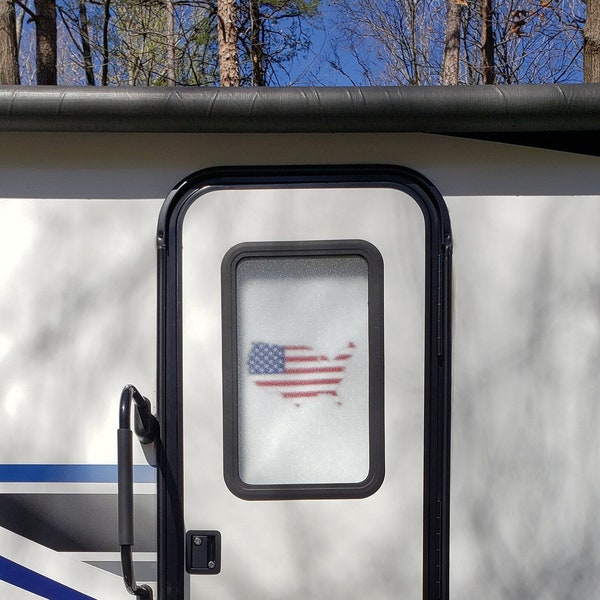 RV/Camper Door Cover -  100% Blackout/Privacy - USA Flag Outline