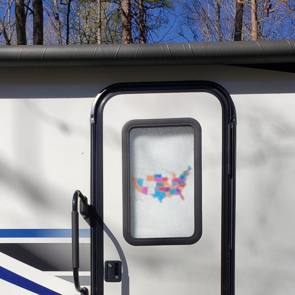 RV/Camper Door Cover -  100% Blackout/Privacy - USA Color Map