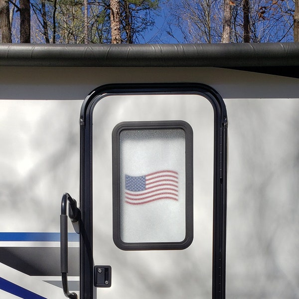 RV/Camper Door Cover -  100% Blackout/Privacy - American Flag Wavy