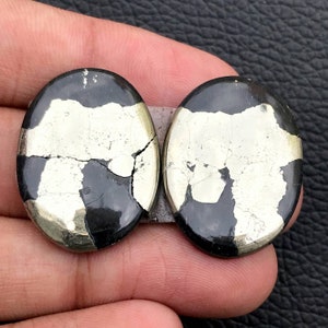 Gouden Apache Pyriet Paar Cabochon...Ovale Cabochon...28x20x4mm...61Cts...#G6941