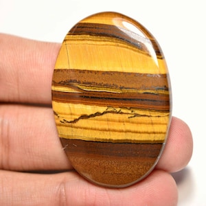 Gelber Eisentiger Cabochon... Ovaler Cabochon...42x30x6mm...67Cts...#H9954