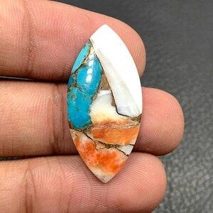 Arizona Mohave con ostrica spinosa turchese Cabochon... Marchesa Cabochon... 31x15x3mm... 12 ct...#i6091