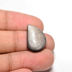 Zilver Obsidiaan Cabochon... Freeform Cabochon... 20x13x5mm... 9Cts... #i3030