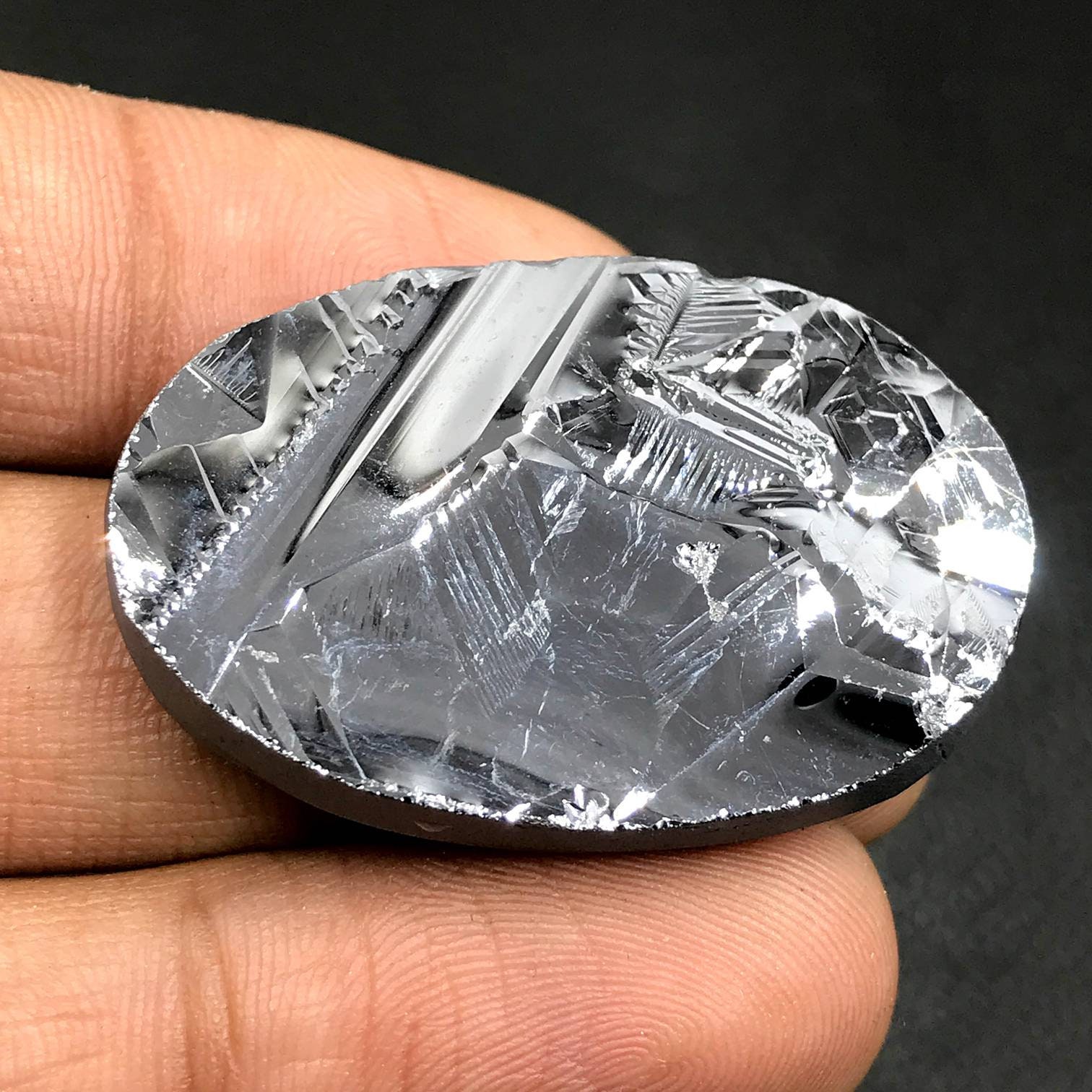 石木文　オーバル Terahertz Stone Cabochon.. Silicon Elite Shungite Cabochon