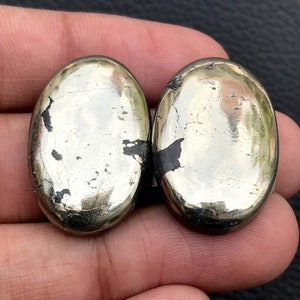 Gouden Apache Pyriet Paar Cabochon...Ovale Cabochon...27x18x5mm...76Cts...#G6944
